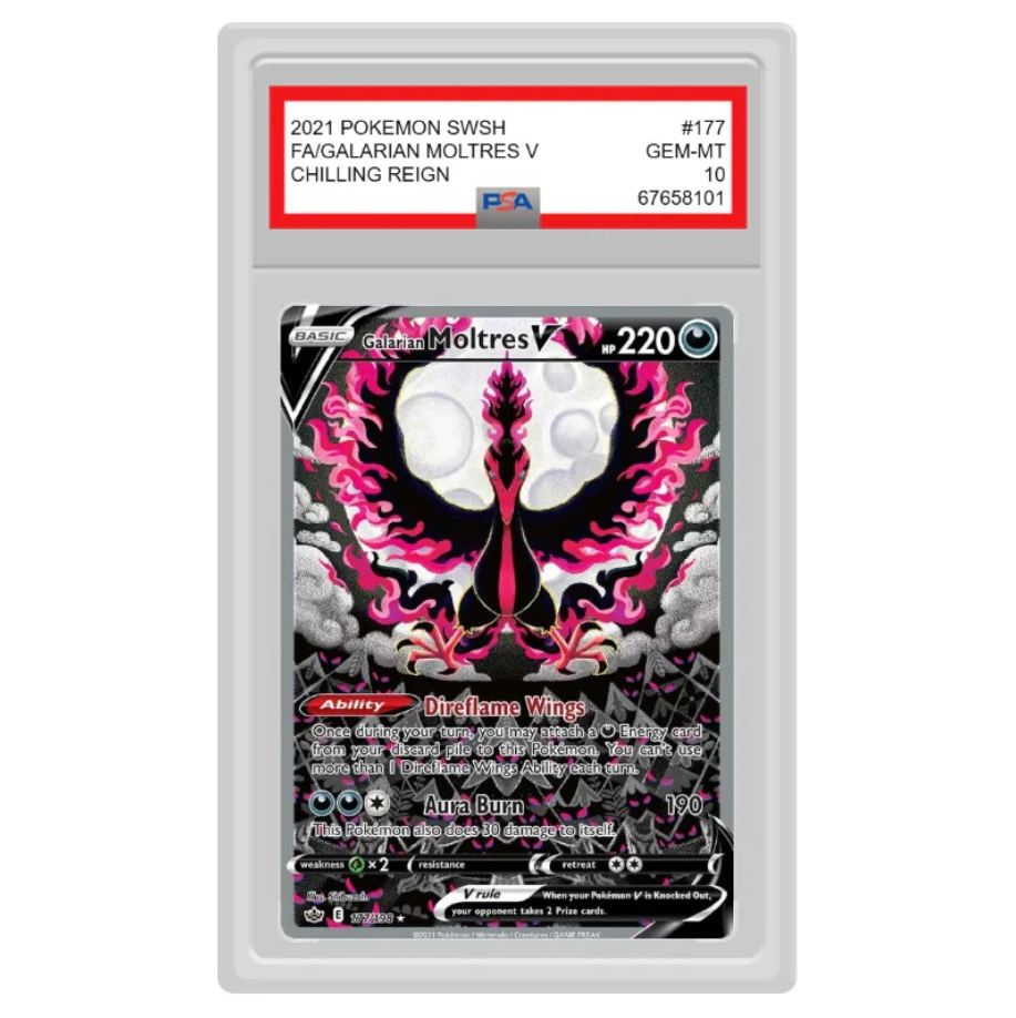 Pokemon - Sword & Shield - Chilling Reign - Moltres V - 177/198 (PSA Graded Card) - 10 MINT