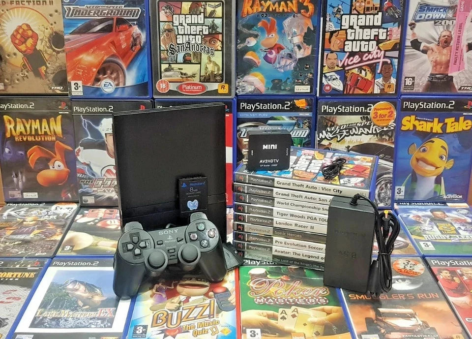 Sony PlayStation 2 Slim PS2 Console TESTED WORKING 5 Random Games 🎮🎮