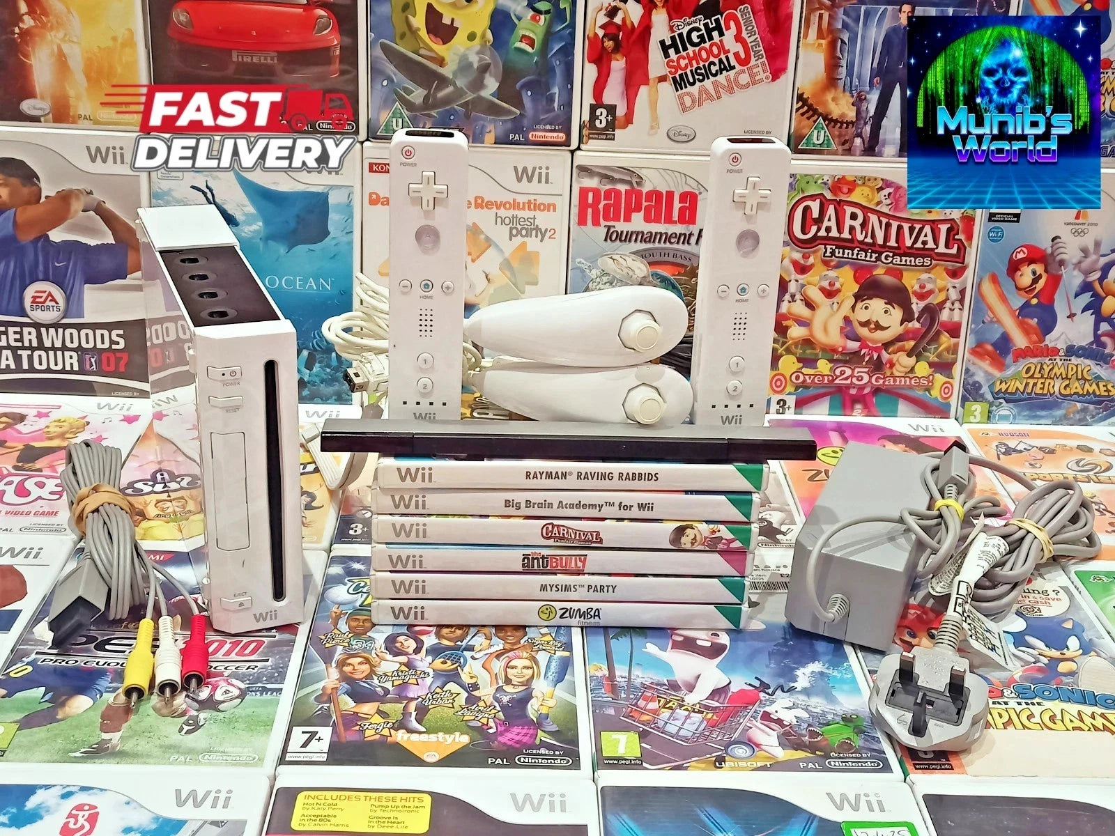 Nintendo Wii Console WORKING 15 GAMES 2 Controllers 5 Year Warranty Fast P&P
